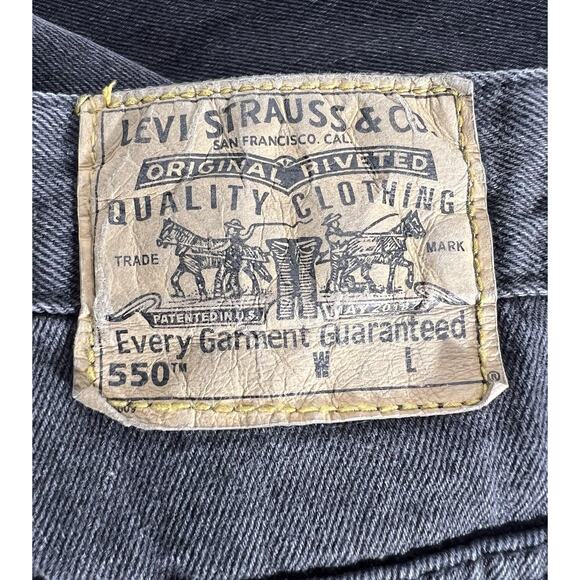 Vintage Levis 550 Black Jeans Pink Cross Patch Denim 30x28 - Picture 8 of 15